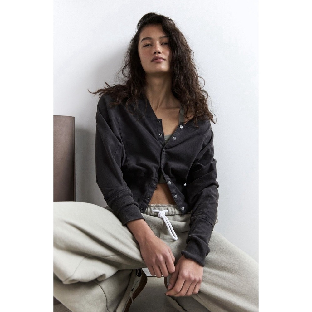 Free People Movement Hot Shot Cardi Women's Small Distressed Gray Cropped Boho